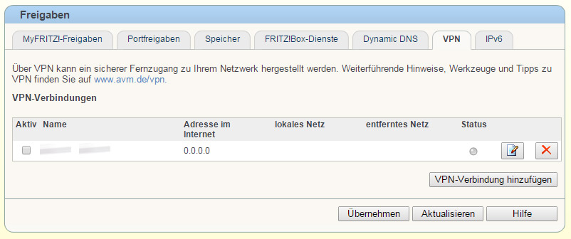 FritzBox VPN Server deaktivieren