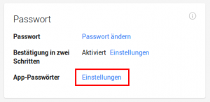 App Passwort erstellen