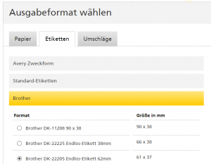Internetmarke der efiliale mit Brother drucken